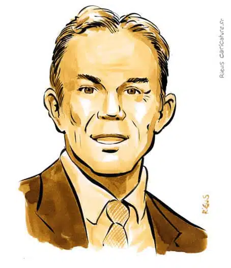 セピア水彩肖像画： トニー・ブレア — Premier ministre — 1953– · セバスチャン・リュー