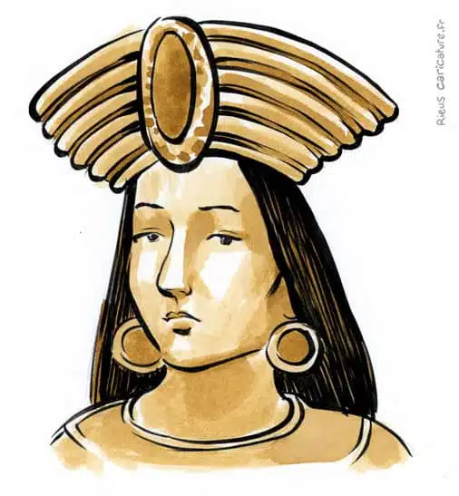 セピア水彩肖像画： Túpac Yupanqui — Sapa Inca — ~1441–1493 · セバスチャン・リュー