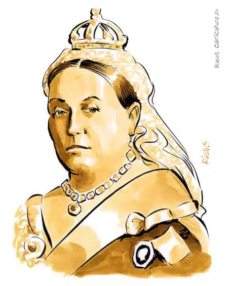 セピア水彩肖像画： ヴィクトリア (イギリス女王) — Reine — 1819–1901 · セバスチャン・リュー