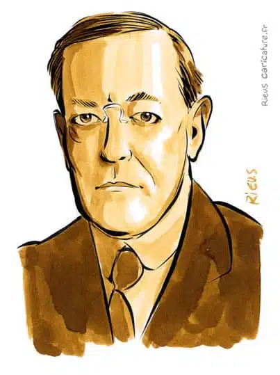 セピア水彩肖像画： Woodrow Wilson — 28e Président — 1856–1924 · セバスチャン・リュー