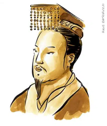 セピア水彩肖像画： Yu le Grand — Fondateur dyn. Xia — ~2200 av. J.-C. · セバスチャン・リュー